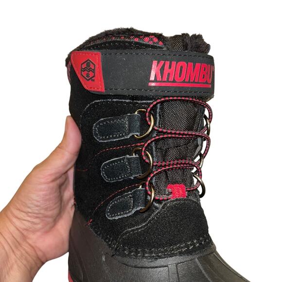 Khombu Black & Red Kids Winter Snow Boots Size 13 - Picture 5 of 11
